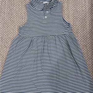 Navy and White Striped Sleeveless Kids Dress